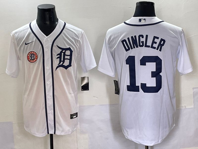 Men 2025 Detroit Tigers #13 Dingler White Game Nike MLB Jersey style 3